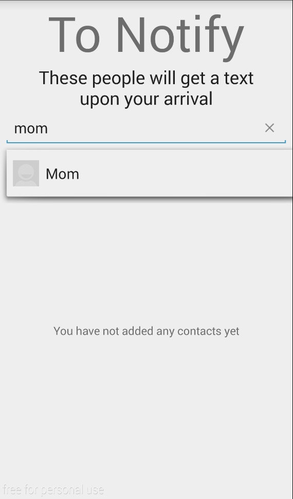 Typing “Mom” into the search field