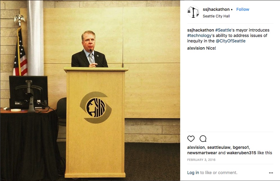 Instagram post - Mayor Murray introduces the SSJH Demo Day